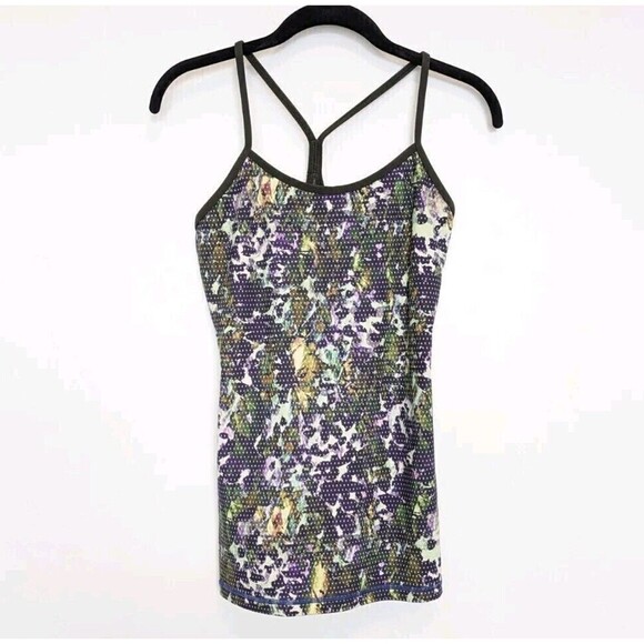 LULULEMON Amala Tank Top‎ Womens Size 6 Green Sleeveless Floral Racerback Shirt - Picture 3 of 8